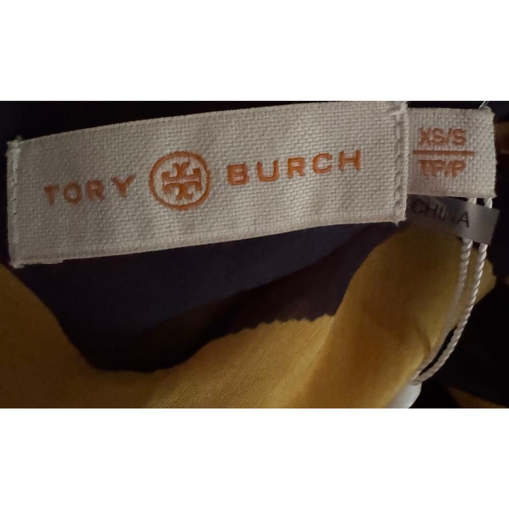 Tory Burch Printed Beach Caftan Color Block Logo Silk Cotton NWT XS/S - Picture 7 of 9
